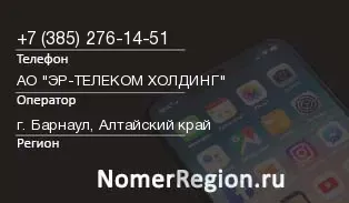 Кто звонил с 3852761451 - регион и оператор